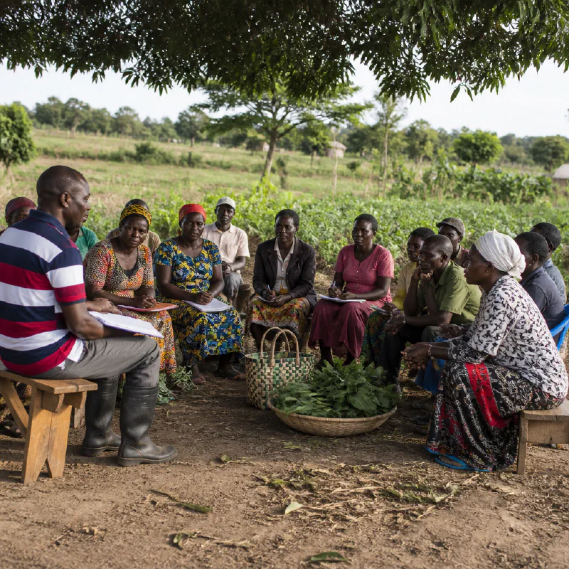 Kenyan farmers meeting as a cooperative