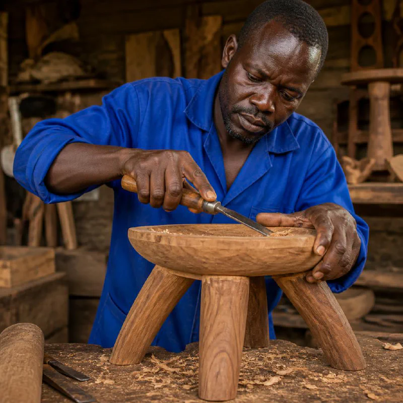 A Kenyan artisan making furniture