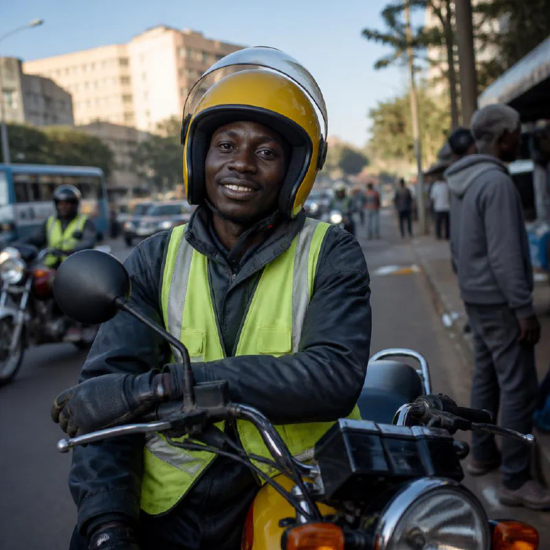 A Kenyan boda boda rider at work