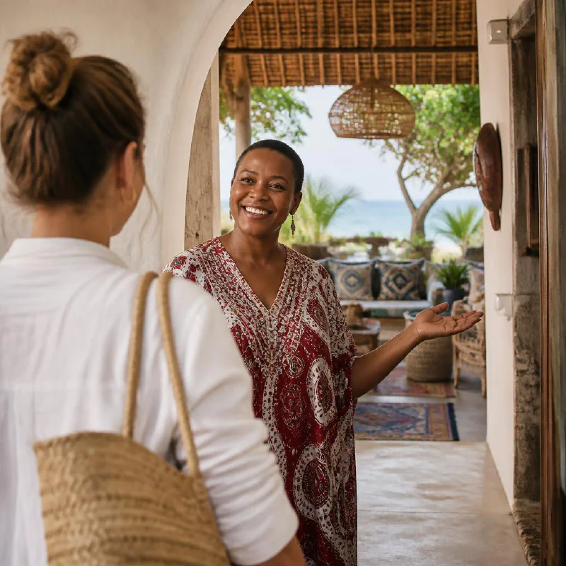 A Kenyan small hotel owner at work